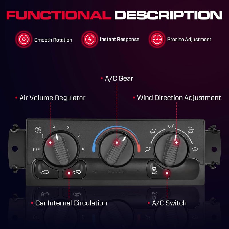 XIMAKA 599-266 Climate Control Module AC Heater HVAC Panel Compatible with 1999-2002 Chevy Silverado GMC Sierra 1500 2500 3500 Avalanche Suburban Tahoe Yukon Yukon XL (NO Rear Windshield Defogging) - Image 3